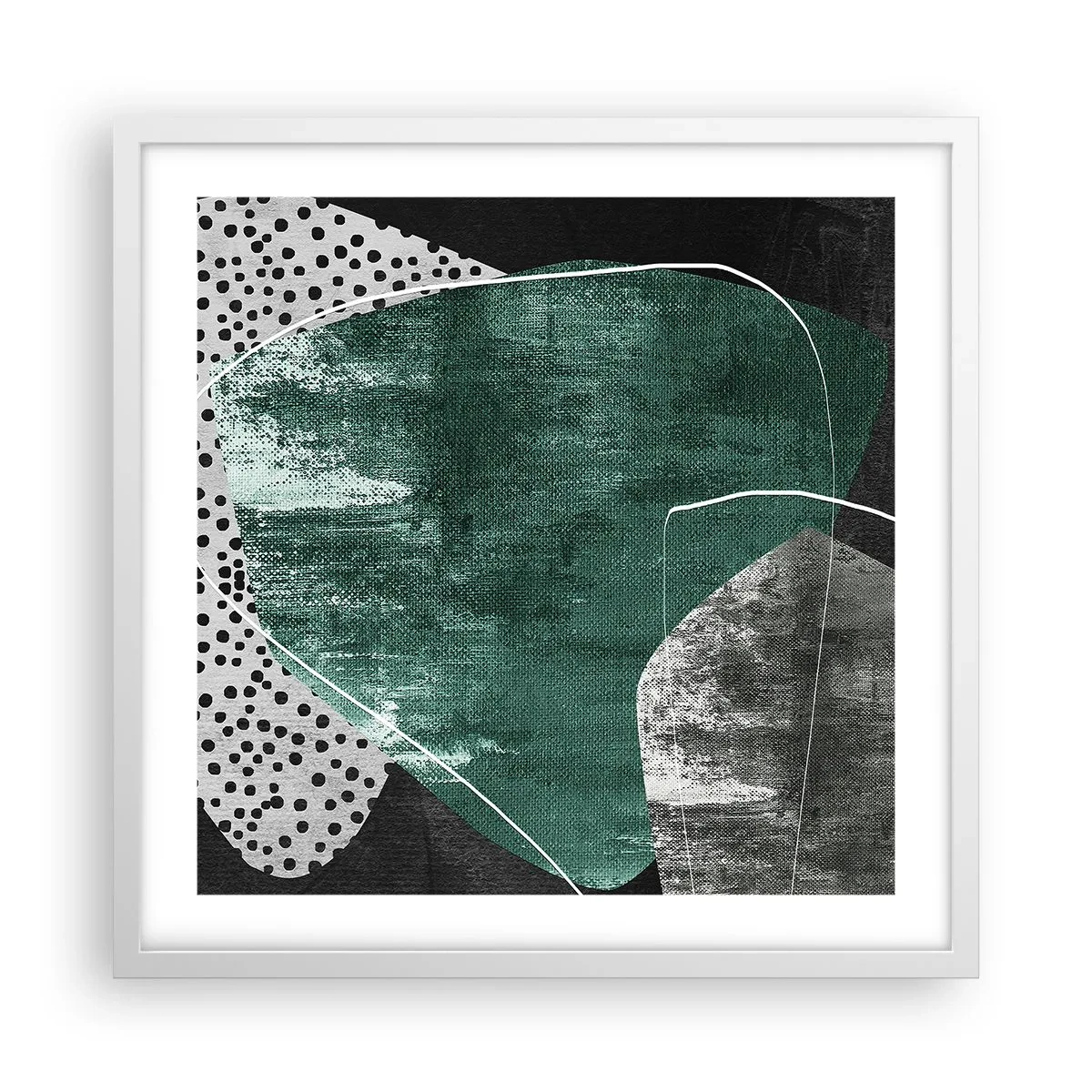 Plakát v bílém rámu - Barevná abstrakce se zlatou vločkou - 50x50 cm