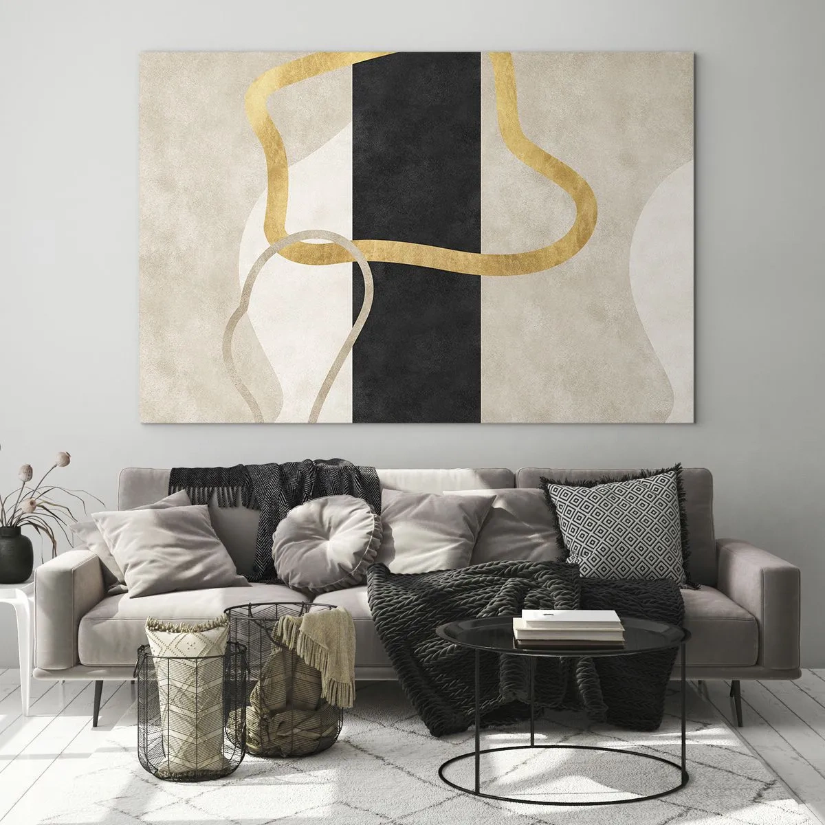Obraz na skle - Tvary ve smyčce - 70x50 cm