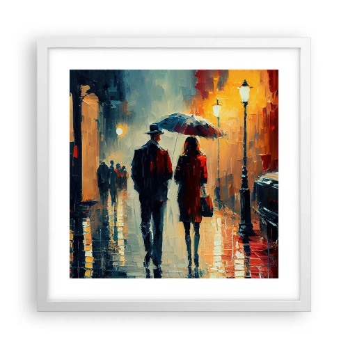 Plakát v bílém rámu - Městská love story - 40x40 cm