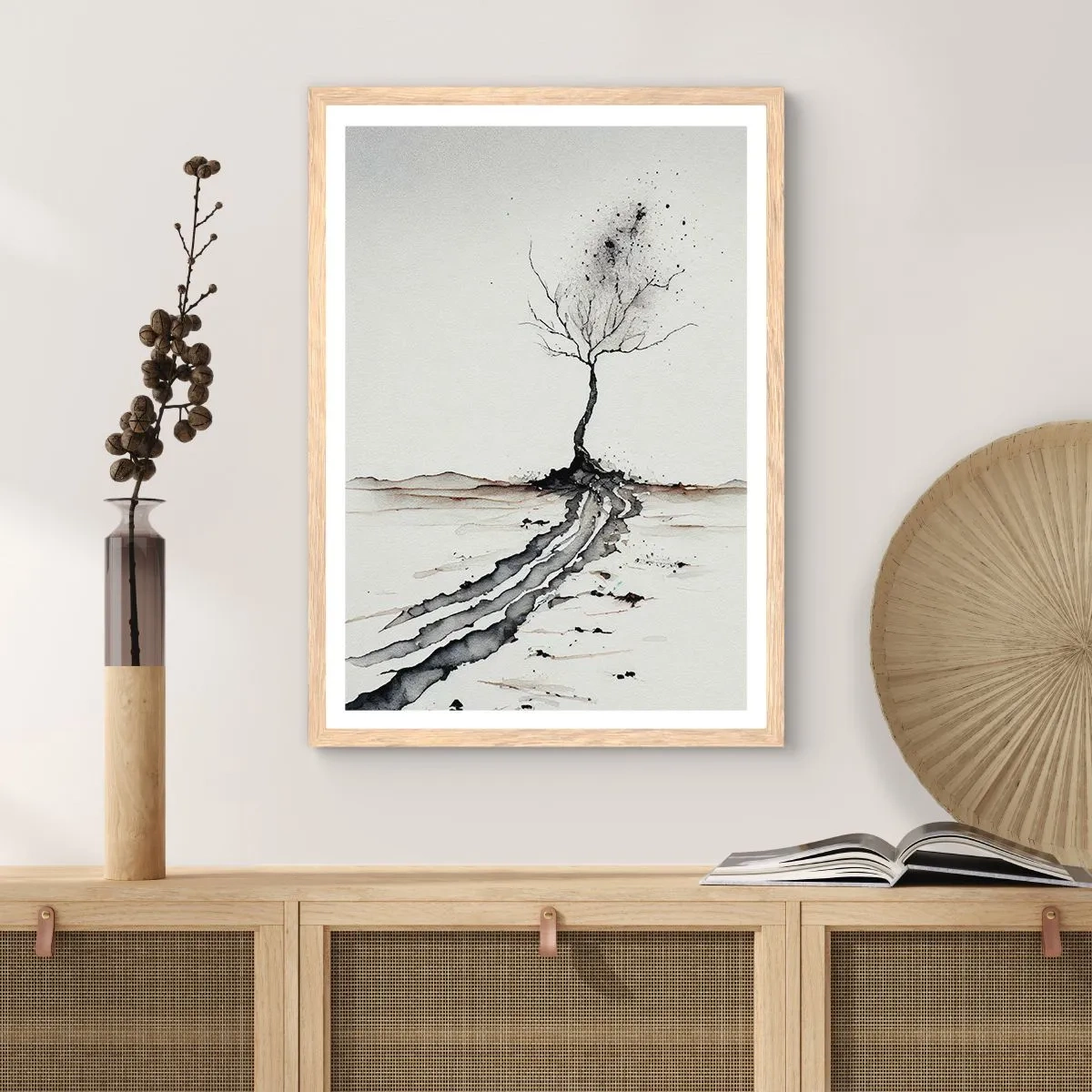 Plakát v rámu světlý dub - Zimní melancholie - 40x50 cm