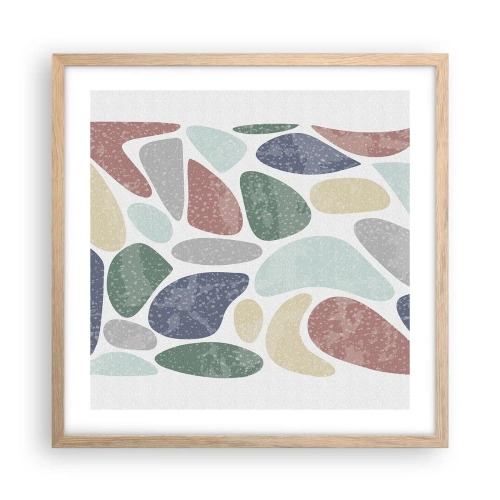 Plakát v rámu světlý dub - Mozaika práškových barev - 50x50 cm