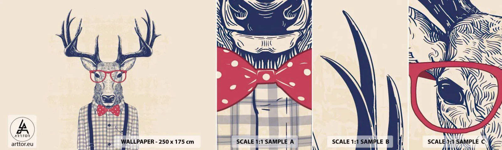 Vzor Fototapety Samolepicí Deluxe Sticker - Zábavná extravagance - Abstrakce, Jelen, Bederní - 100x30 cm