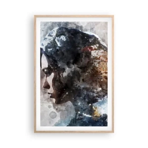 Plakát v rámu světlý dub - Příběh o dívce s městem v pozadí - 61x91 cm