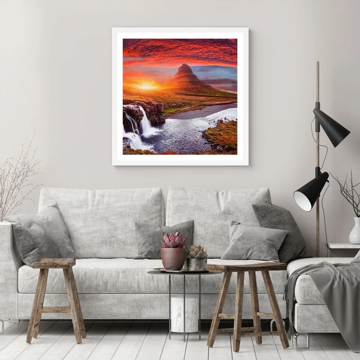Plakát v bílém rámu - Pohled na Středozem - 50x50 cm