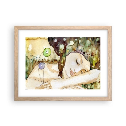 Plakát v rámu světlý dub - Smaragdově-fialový sen - 40x30 cm
