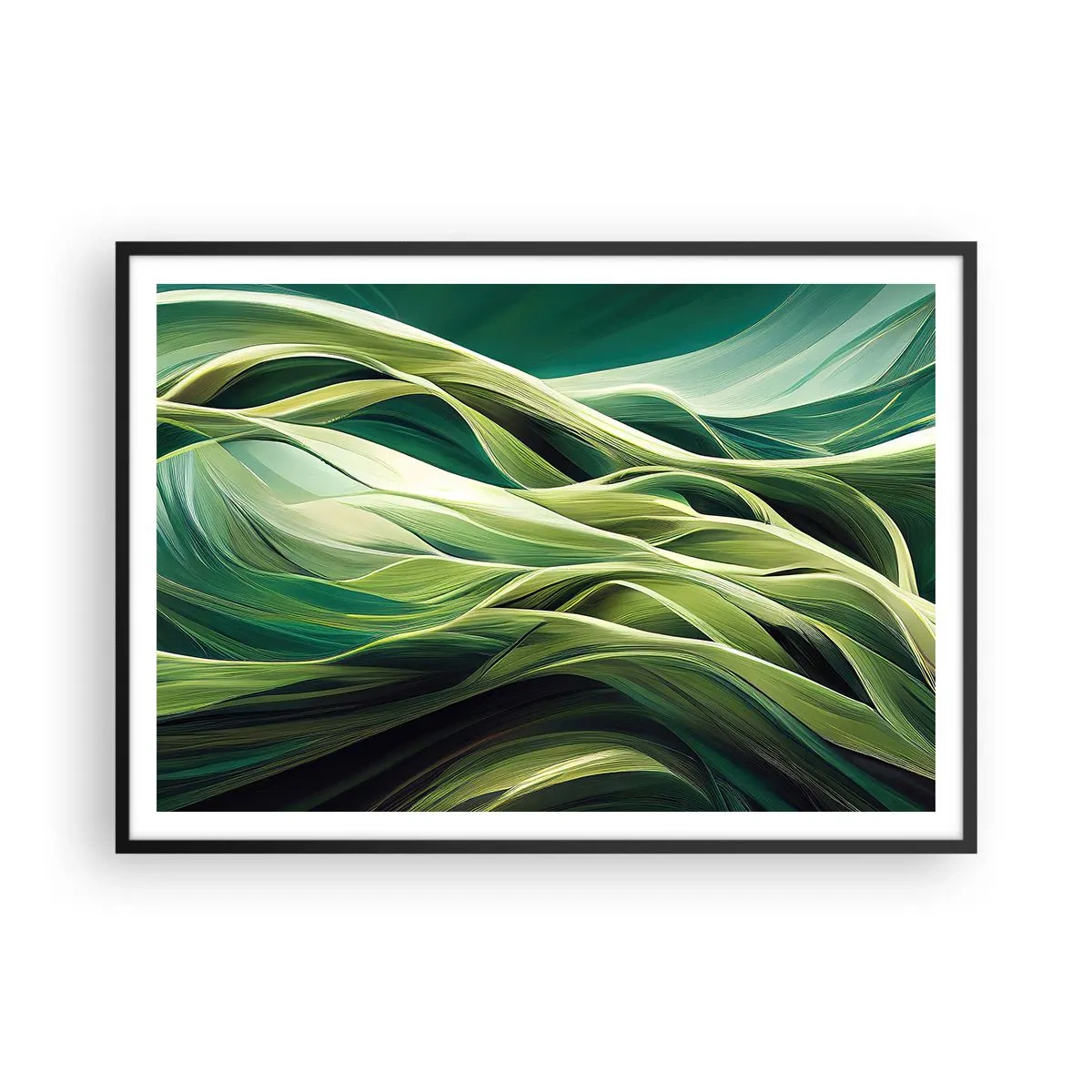 Plakát v černém rámu - Abstraktní hra na zelenou - 100x70 cm