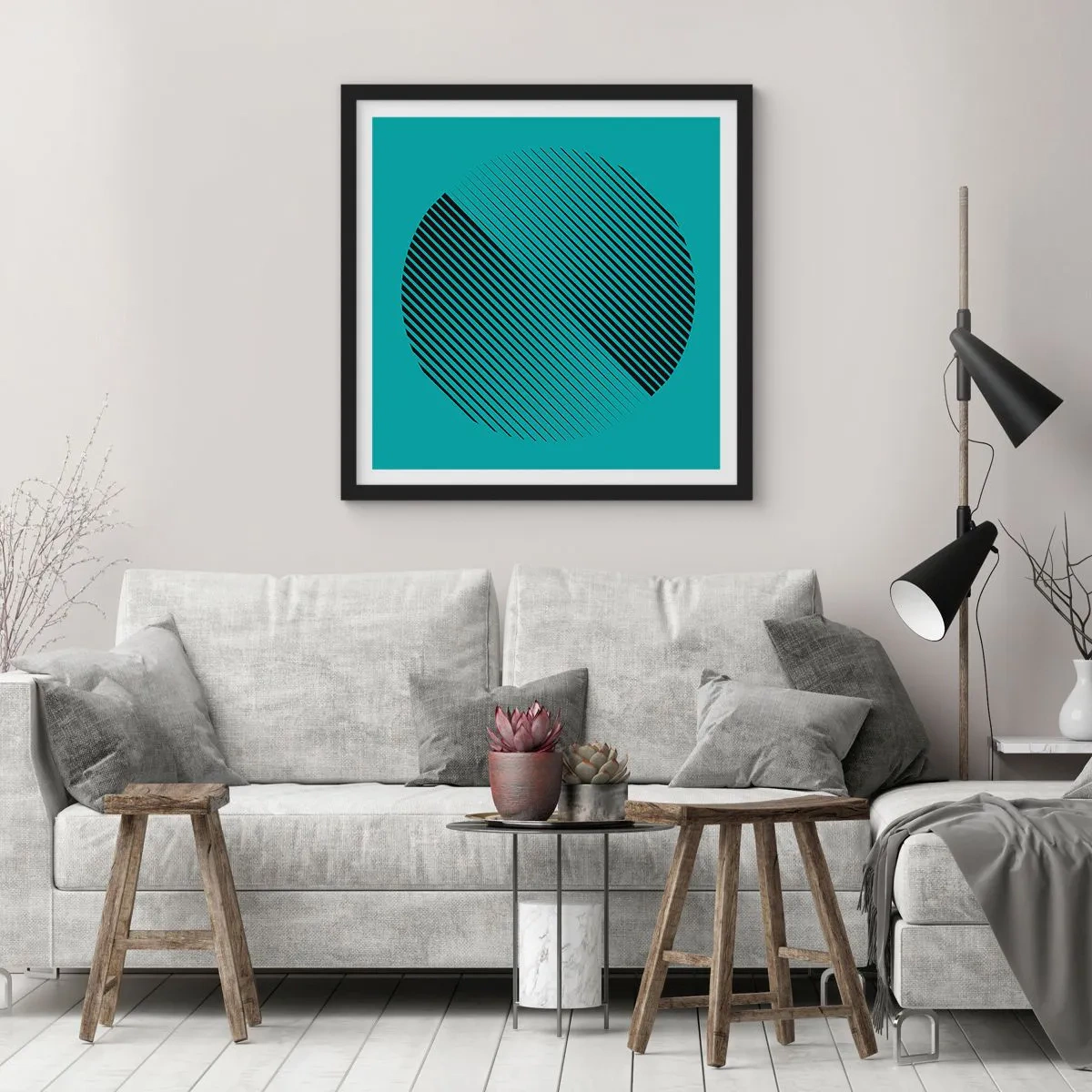Plakát v černém rámu - Kruh – geometrická variace - 30x30 cm
