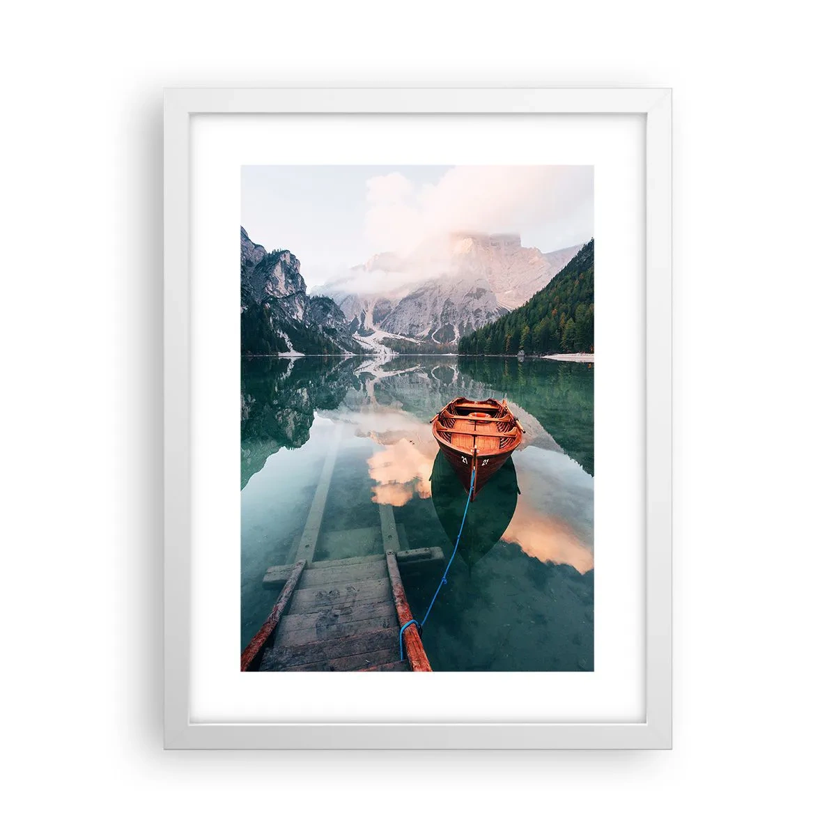 Plakát v bílém rámu - Klidný spánek hor - 30x40 cm