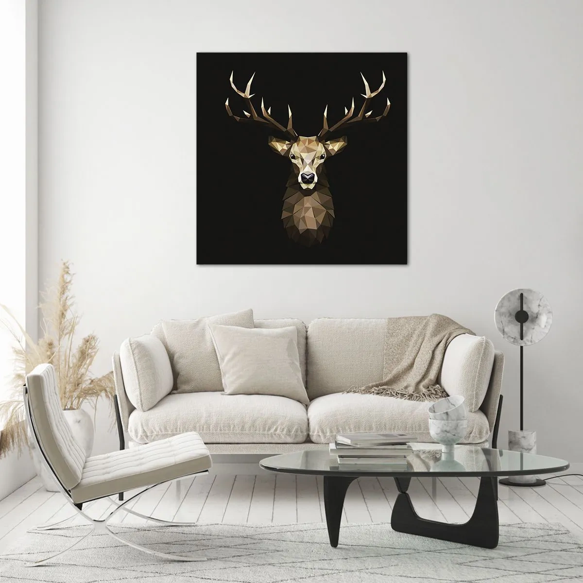 Obraz na skle - Kubistický jelen - 60x60 cm