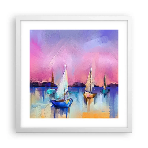 Plakát v bílém rámu - Směr: široké vody - 40x40 cm