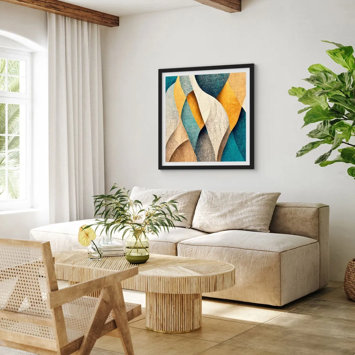 Plakát v černém rámu - Rytmus a vlnění - 30x30 cm