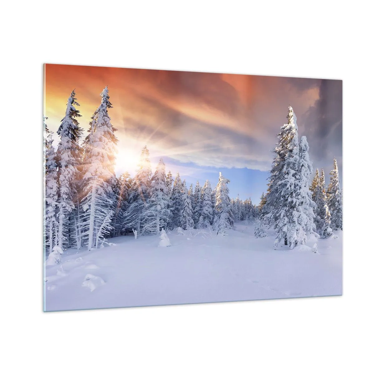 Obraz na skle - Sněžné představení přírody - 100x70 cm