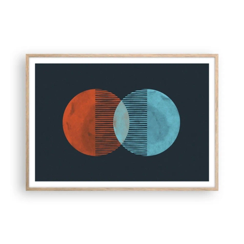 Plakát v rámu světlý dub - Astronomická fantazie - 100x70 cm