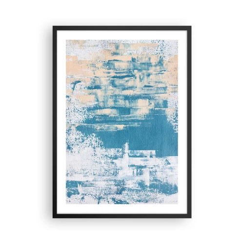 Plakát v černém rámu - Abstraktní textura v odstínech modré a béžové - 50x70cm - Přes rampouch - Moderní nástěnná dekorace do obývacího pokoje a ložnice ARTTOR