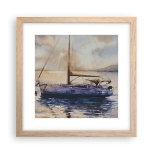 Plakát v rámu světlý dub - Večer v zátoce - 30x30 cm