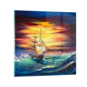 Obraz na skle - Statečně proti vlnám - 50x50 cm
