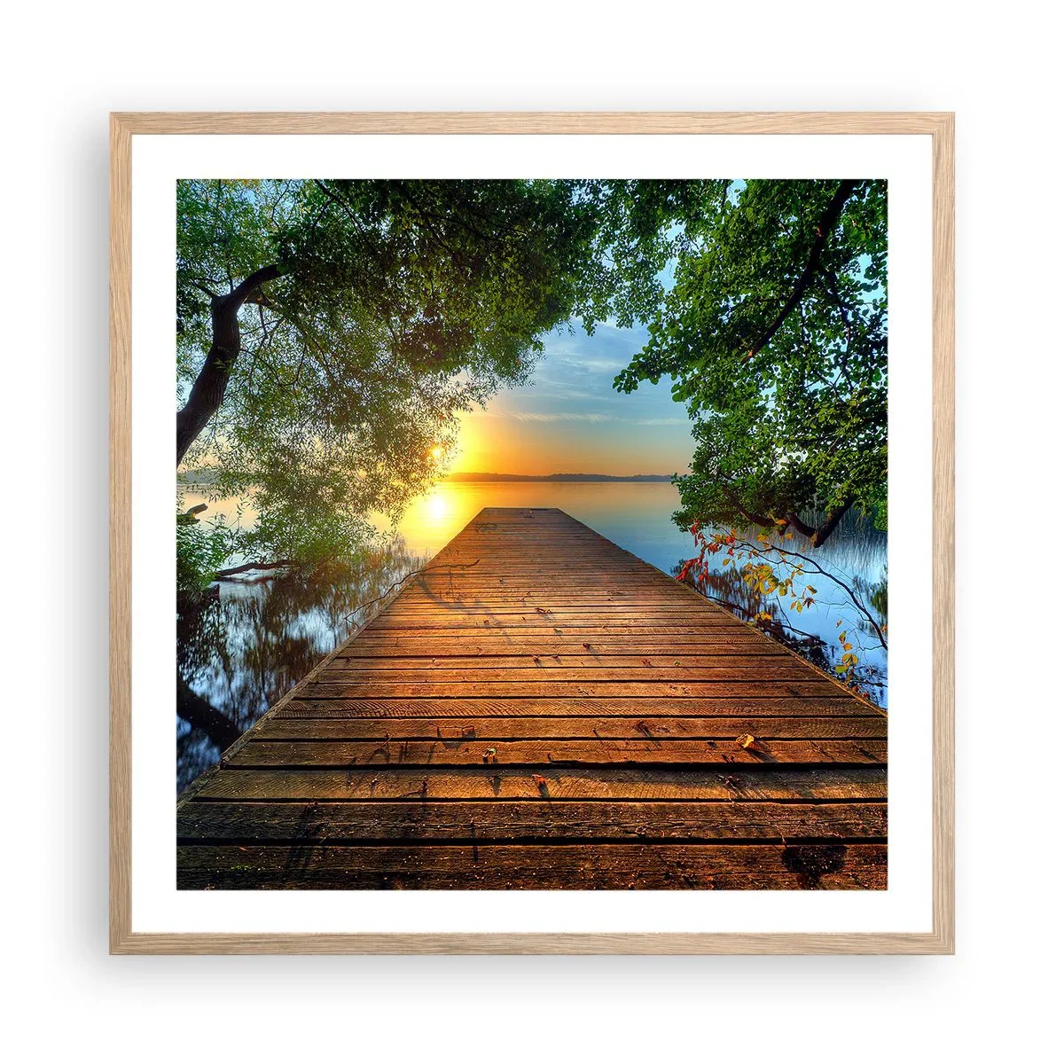 Plakát v rámu světlý dub - Nespěchej, posaď se - 60x60 cm