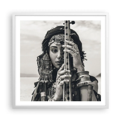 Plakát v bílém rámu - Samotná hudba orientu - 60x60 cm