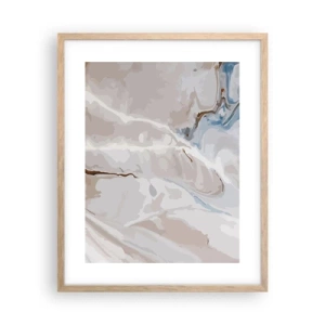 Plakát v rámu světlý dub - Modré meandry pod bílou - 40x50 cm