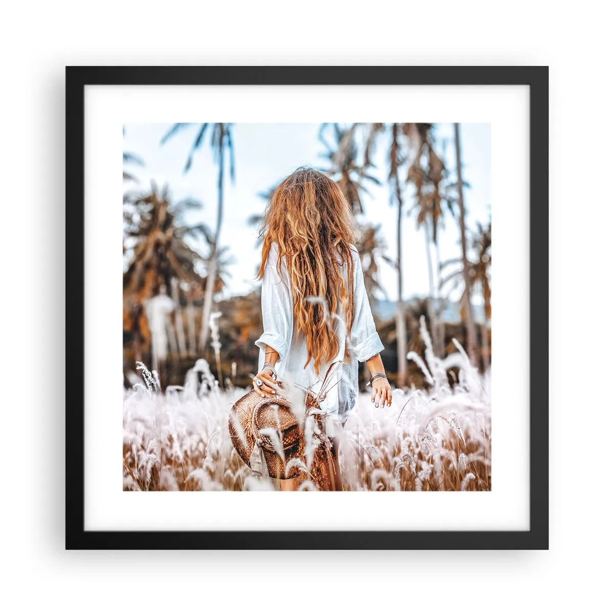 Plakát v černém rámu - Zrozená z travní chmýří - 40x40 cm