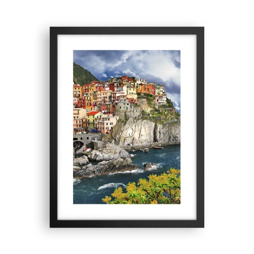 Plakát v černém rámu - Hromádka přitulená ke skalám - 30x40 cm