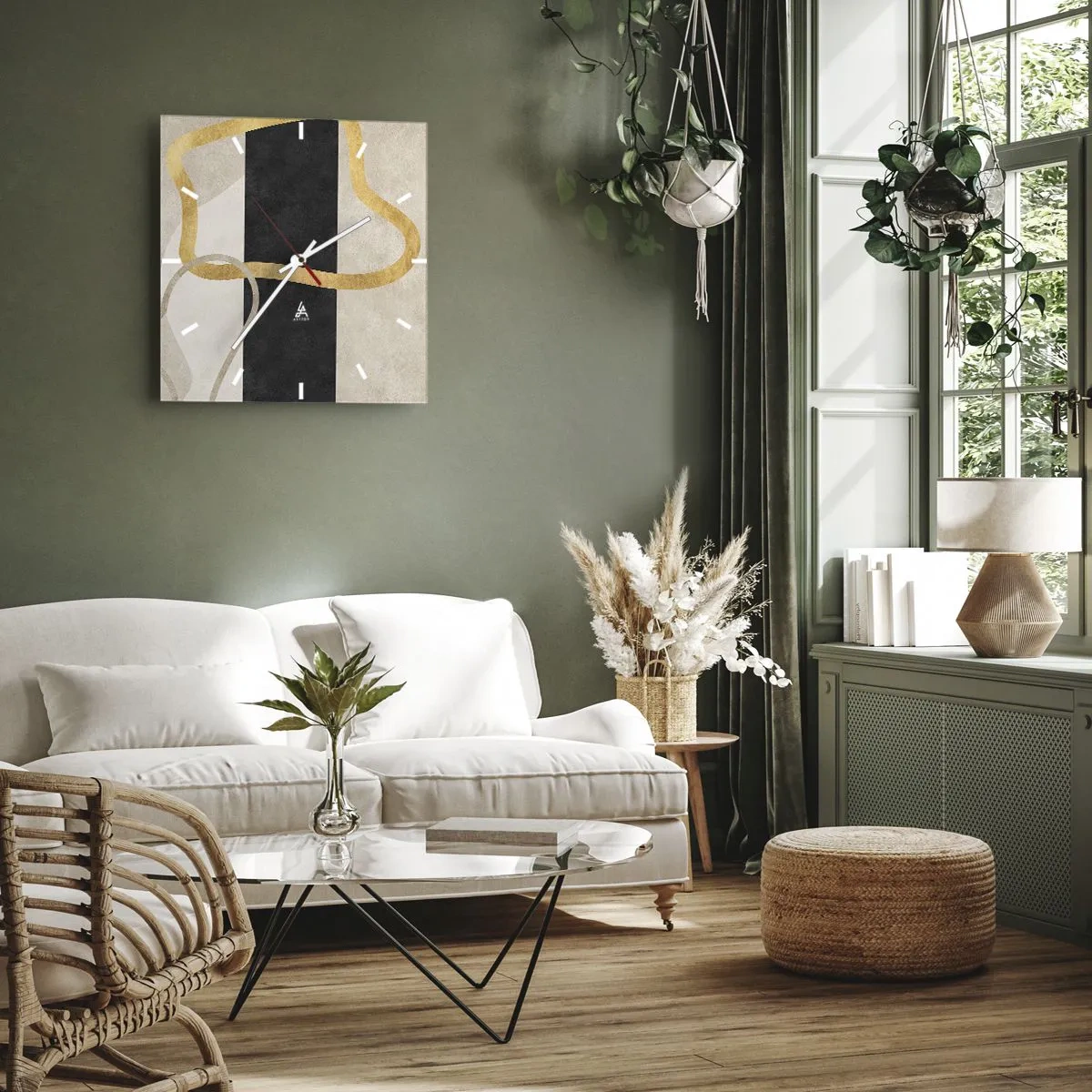 Nástěnné hodiny - Tvary ve smyčce - 40x40 cm