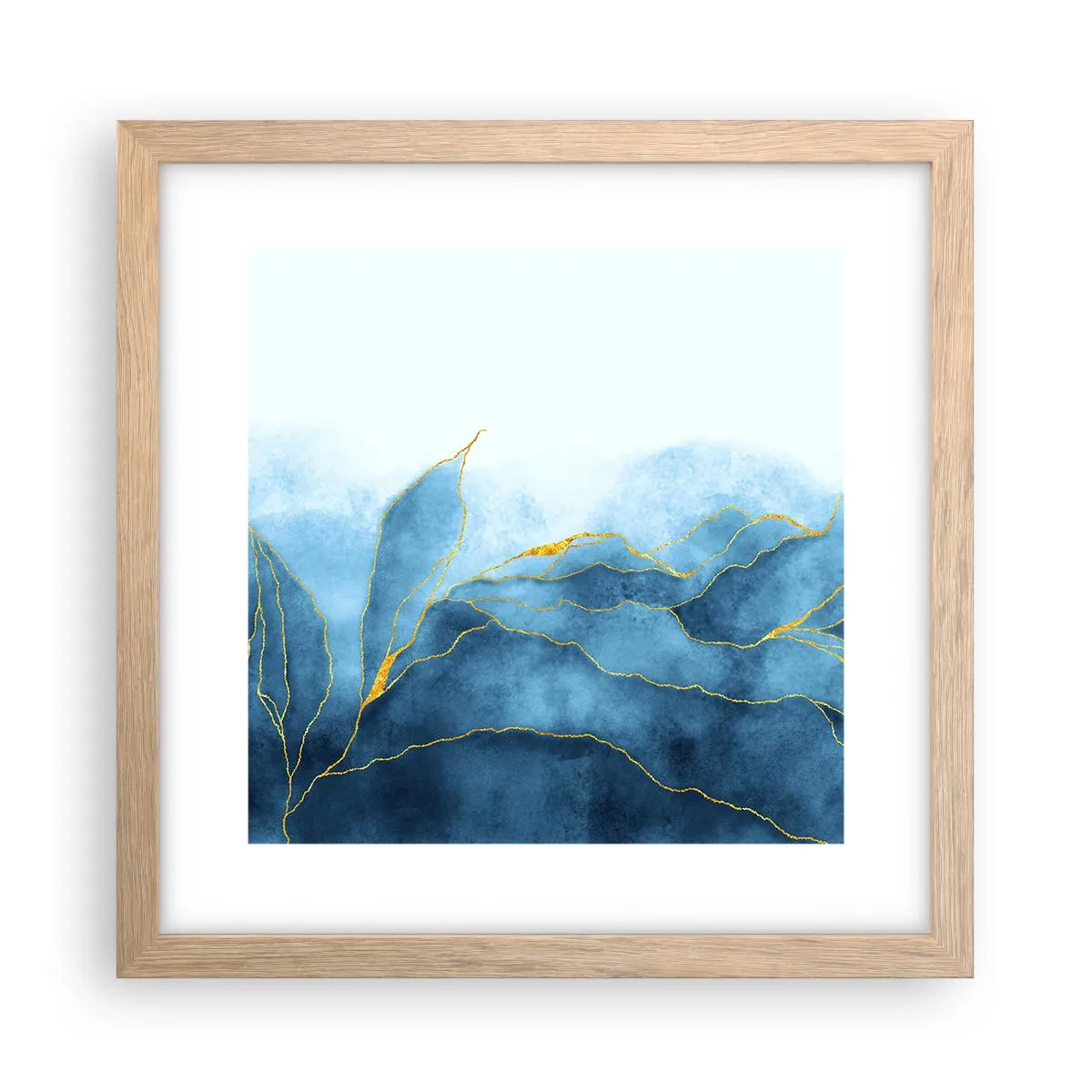 Plakát v rámu světlý dub - Blankyt ve zlatě - 30x30 cm