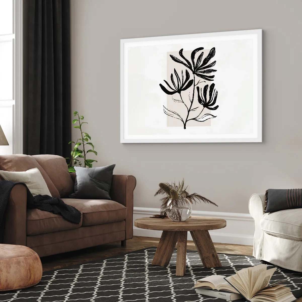 Plakát v bílém rámu - Náčrtek pro herbář - 100x70 cm