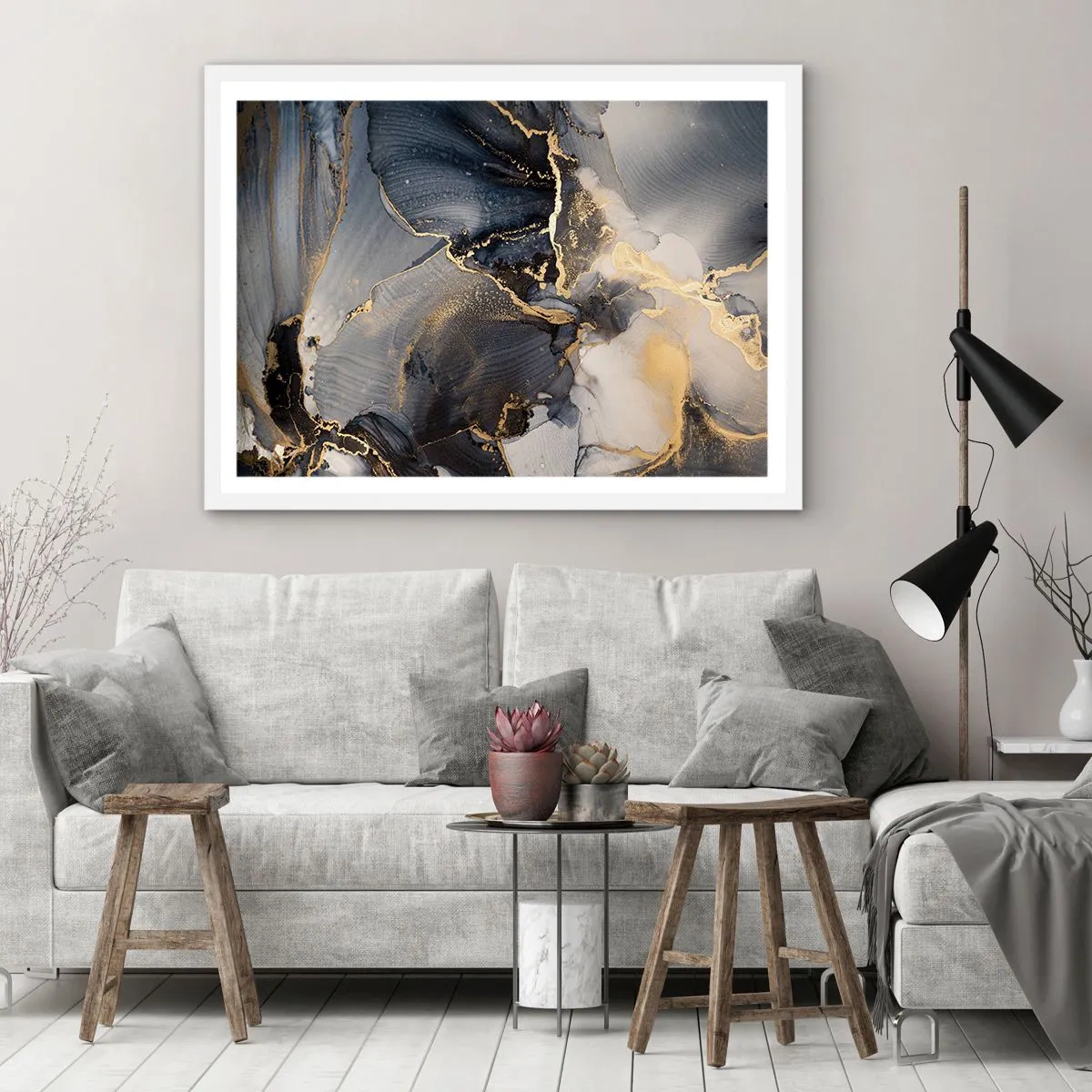 Plakát v bílém rámu - Život kamene - 91x61 cm