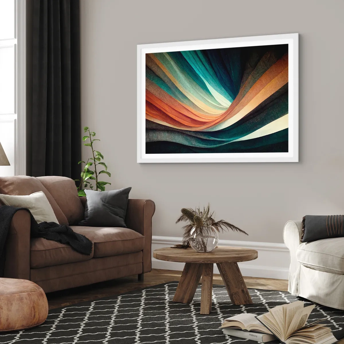 Plakát v bílém rámu - Utkané z barev - 70x50 cm