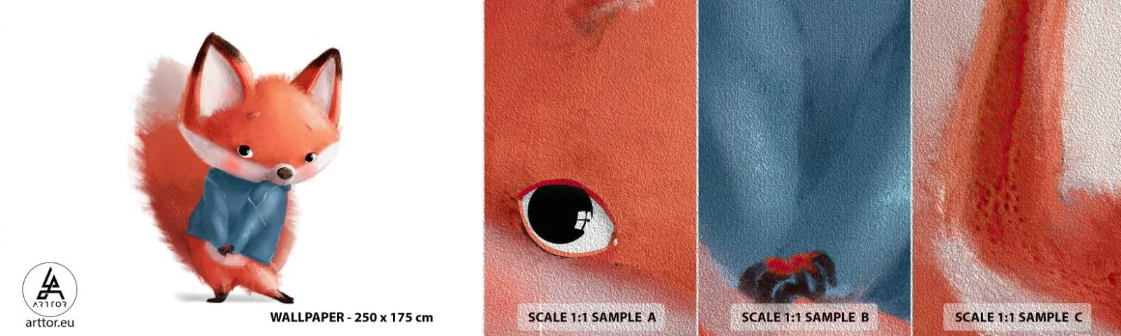 Vzor Fototapety Premium Sand - Sluší mi to? - Pro děti, Liška, Pohádka - 100x30 cm