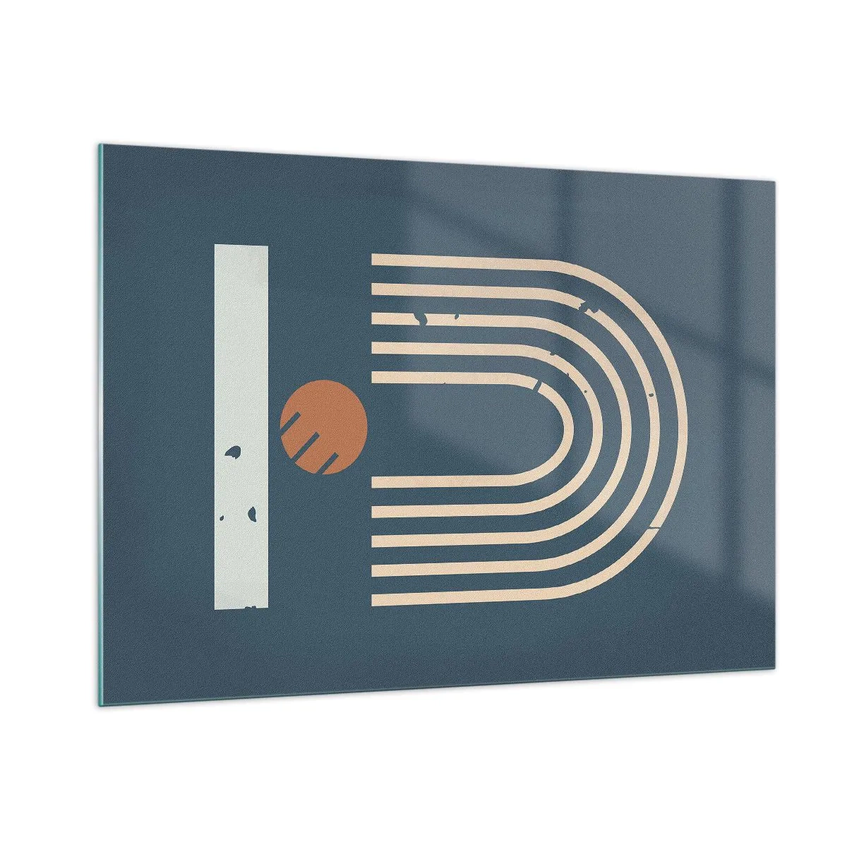 Obraz na skle - Geometrie v námořnické modři - 100x70 cm