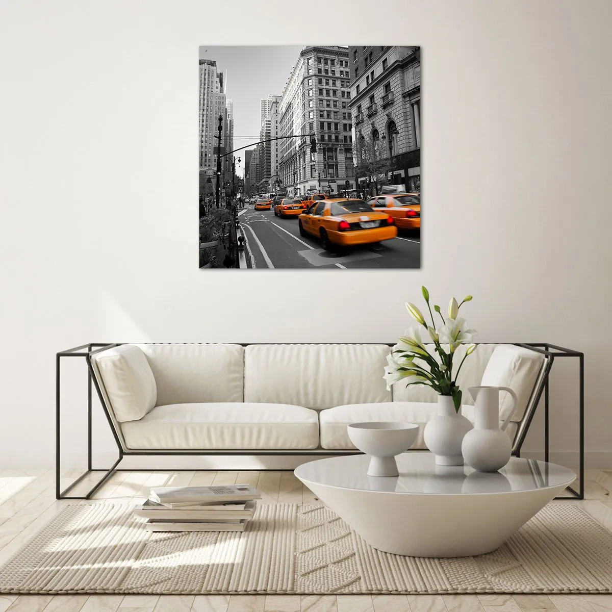 Obraz na skle - Slunce velkoměsta - 40x40 cm