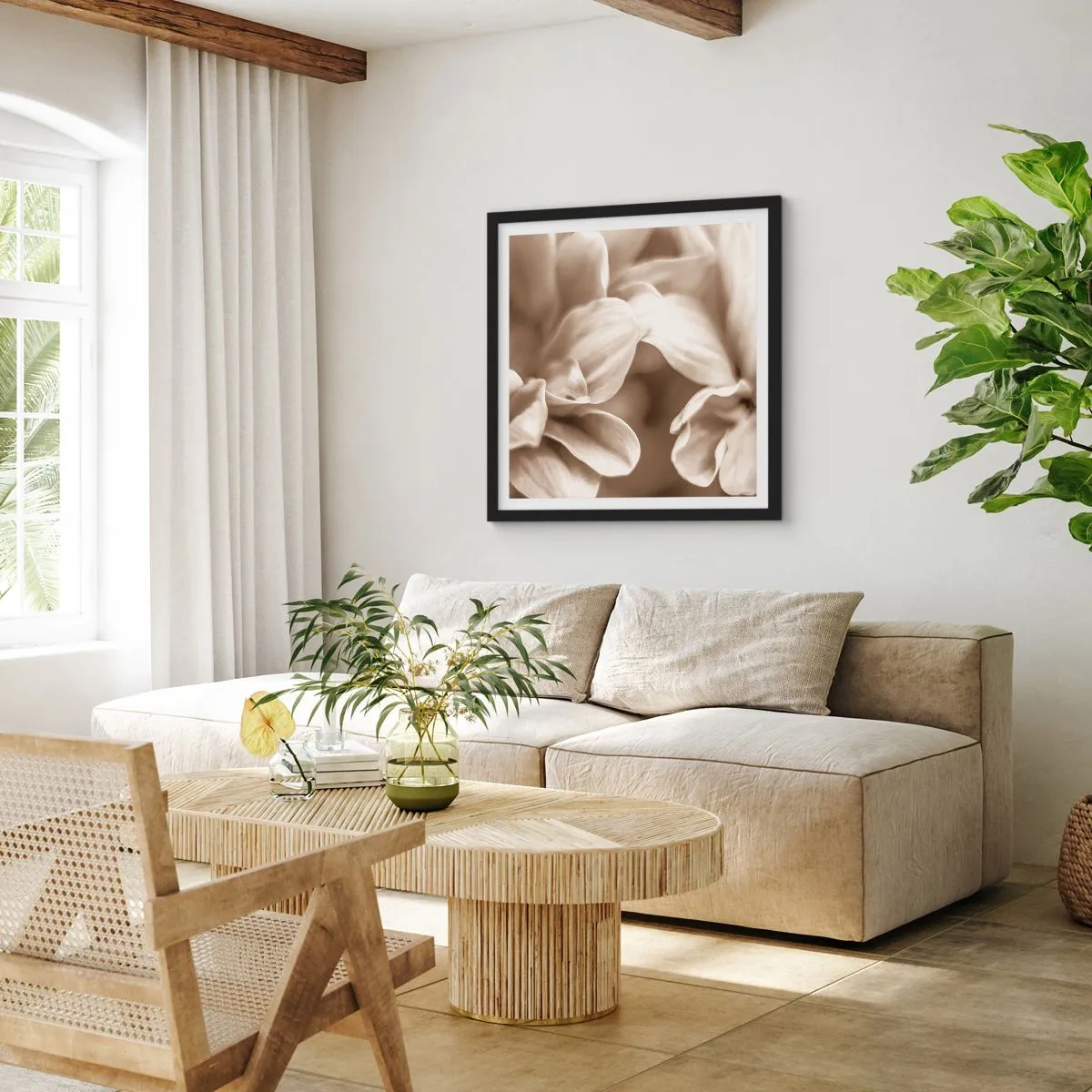 Plakát v černém rámu - Něžné jako úsměv - 60x60 cm