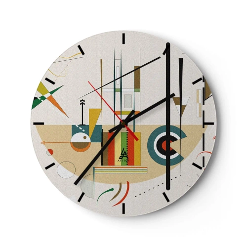 Nástěnné hodiny - Geometrická kompozice v abstraktním stylu - 30x30cm - A svět se směje - Moderní nástěnná dekorace do obývacího pokoje, kuchyně a ložnice ARTTOR