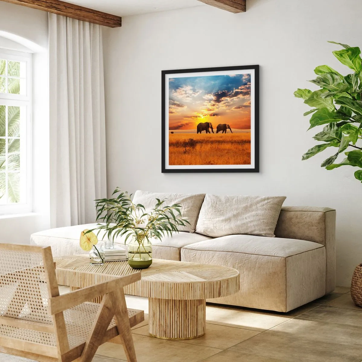 Plakát v černém rámu - Rodinná procházka - 50x50 cm