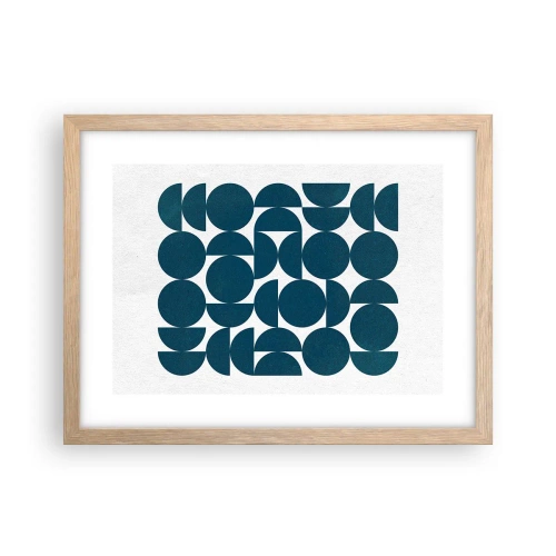 Plakát v rámu světlý dub - Kruhy a půlkruhy - 40x30 cm