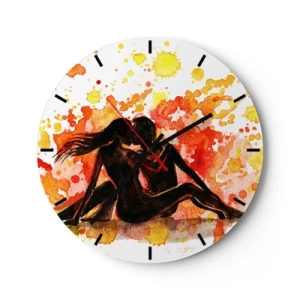 Nástěnné hodiny - Umělecká milostná scéna v akvarelových barvách - 30x30cm - A bylo světlo - Moderní nástěnná dekorace do obývacího pokoje, kuchyně a ložnice ARTTOR