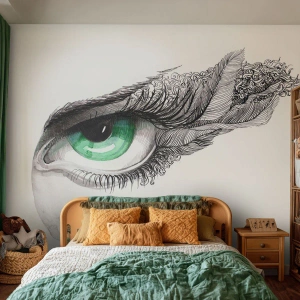 Fototapeta Samolepicí Deluxe Sticker - Krásná a připravená k útoku - Abstrakce, Grafika, Oko - 250x175 cm