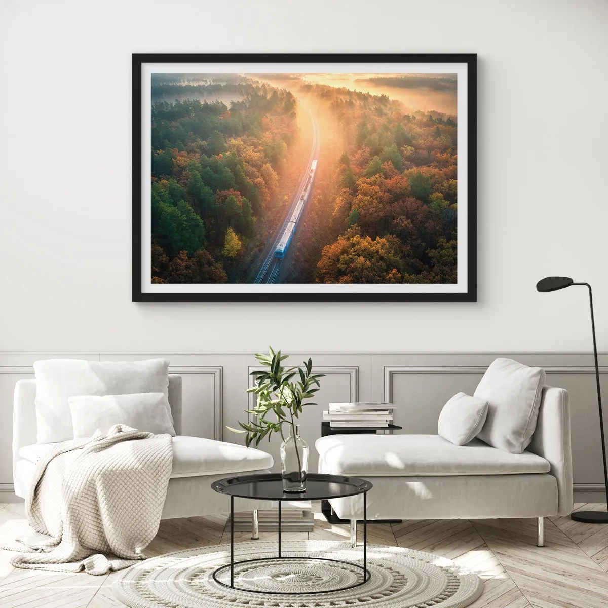 Plakát v černém rámu - Podzimní cesta - 70x50 cm