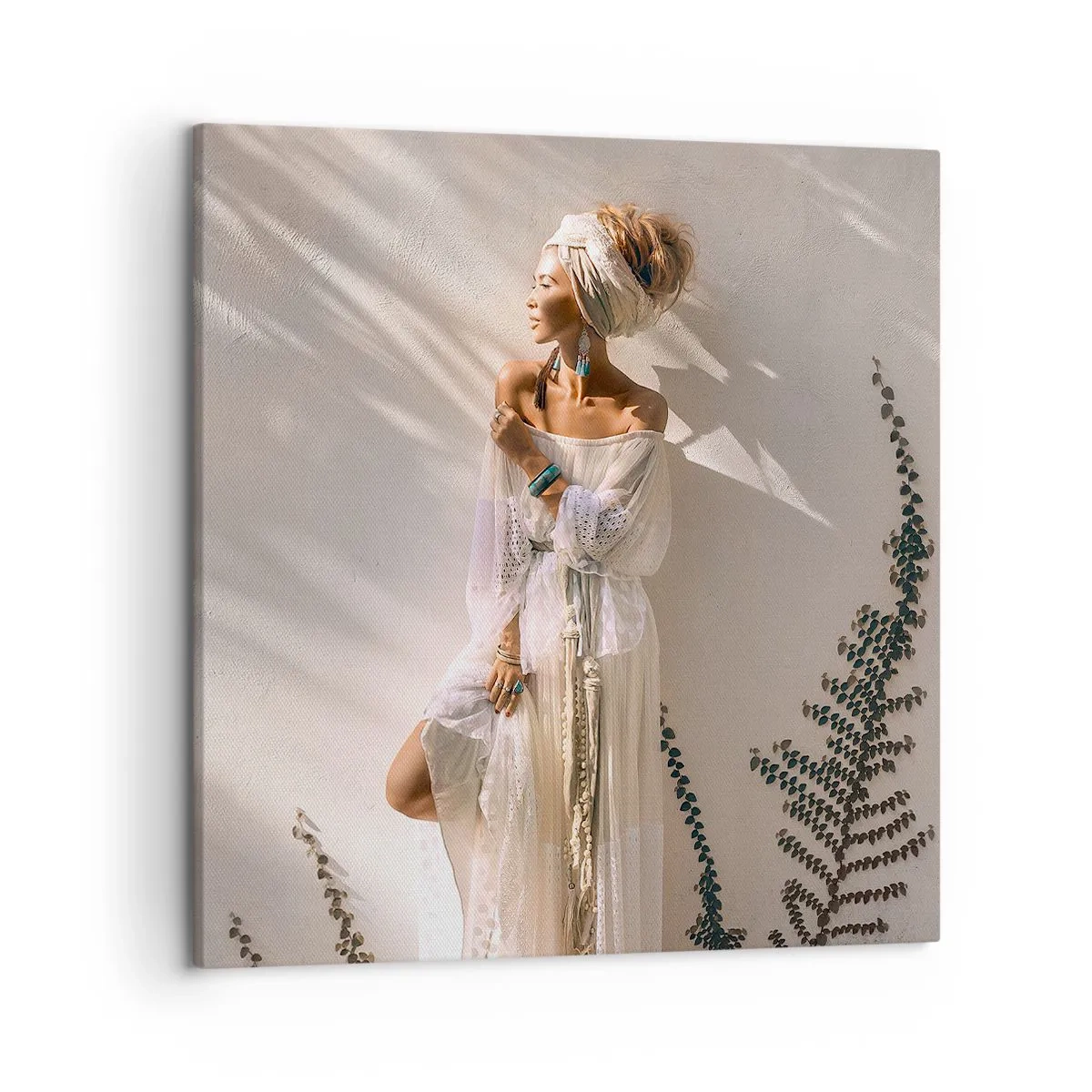 Obraz na plátně - Slunce a dívka - 50x50 cm