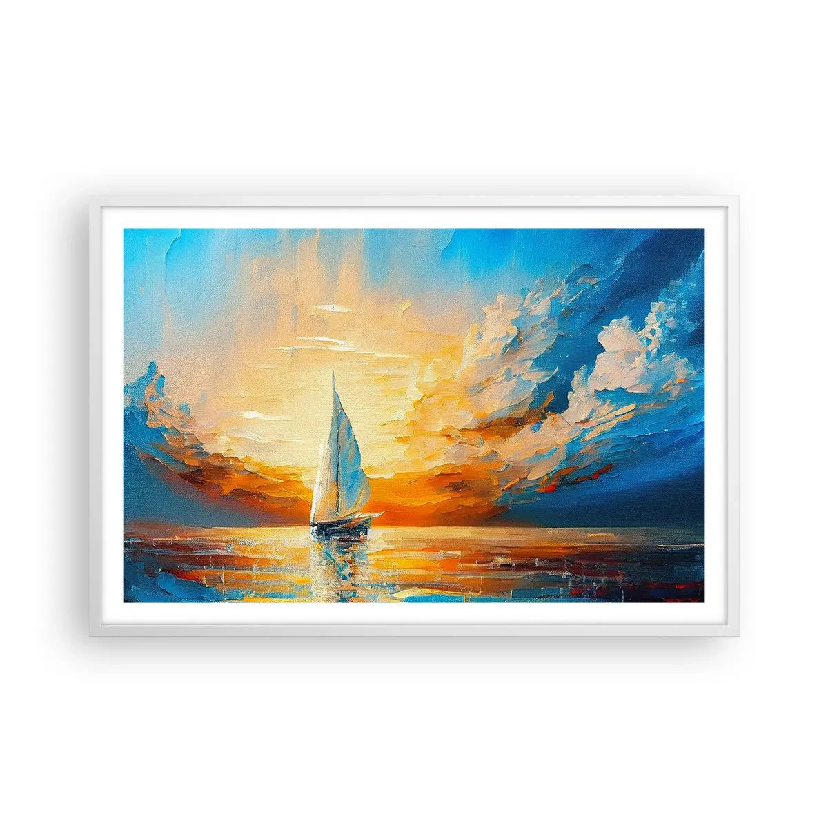 Plakát v bílém rámu - Plavba ve zlatě - 91x61 cm