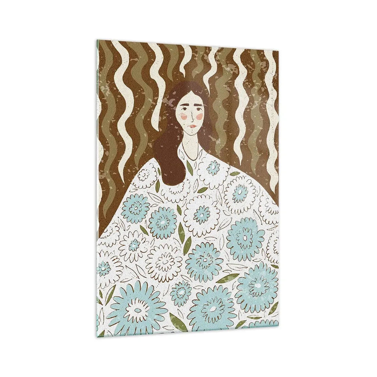 Obraz na skle - Portrét v květinovém rouchu - 70x100 cm