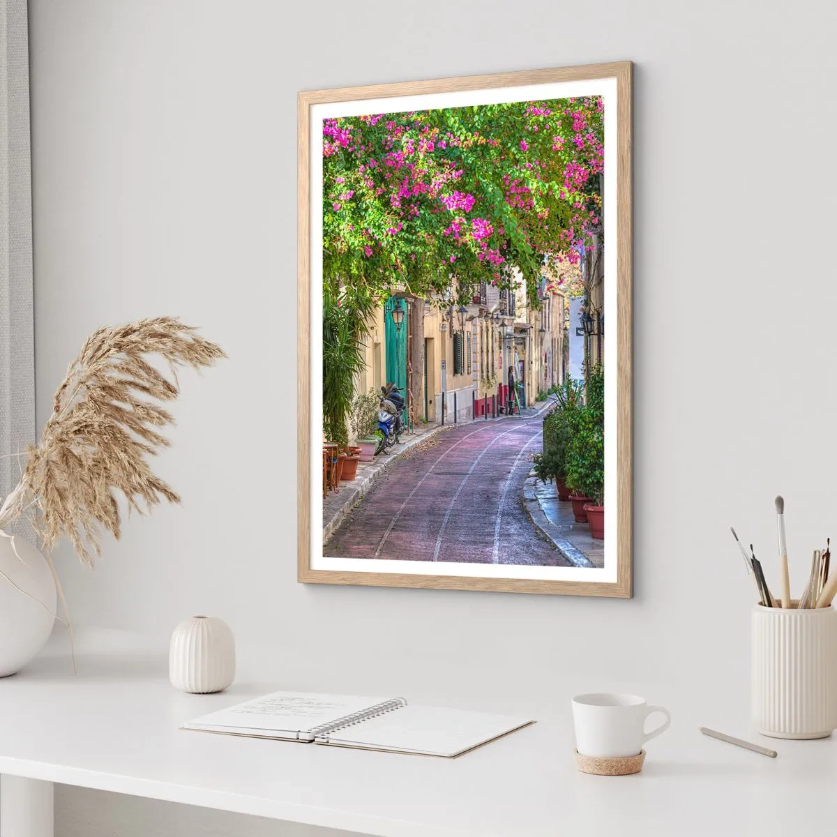 Plakát v rámu světlý dub - Kvetoucí zákoutí - 40x50 cm