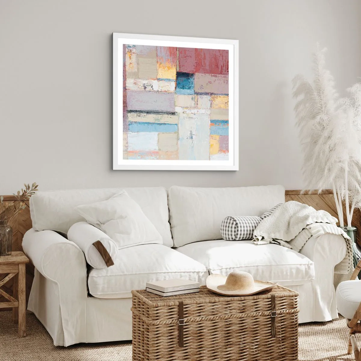 Plakát v bílém rámu - Klid geometrie - 60x60 cm