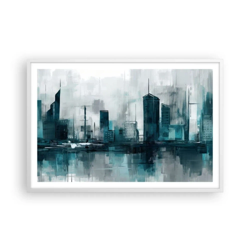Plakát v bílém rámu - Město v barvě deště - 91x61 cm