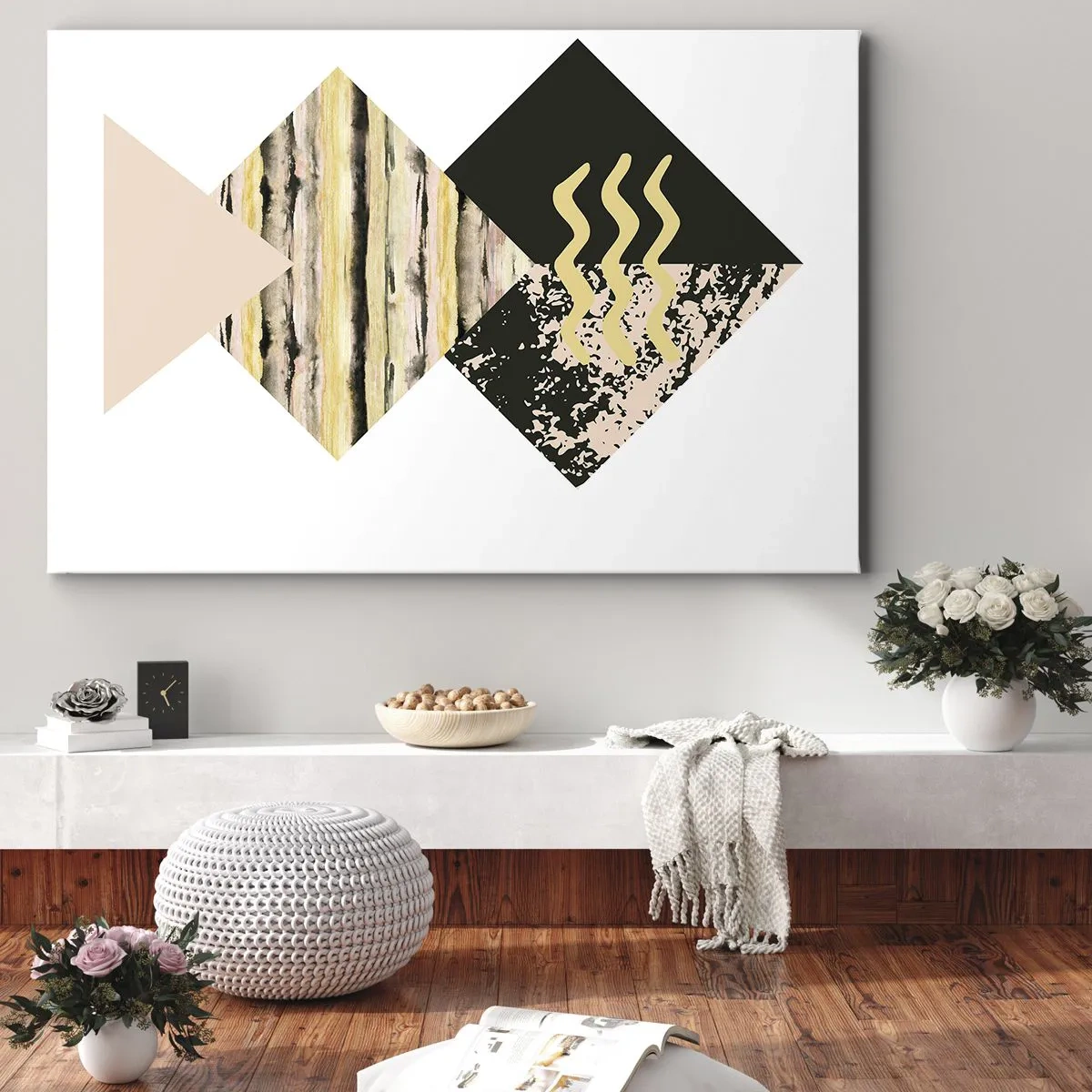 Obraz na plátně - Geometrické tvary s abstraktními vzory - 70x50cm - Není to tak jednoduché - Moderní nástěnná dekorace do obývacího pokoje a ložnice ARTTOR