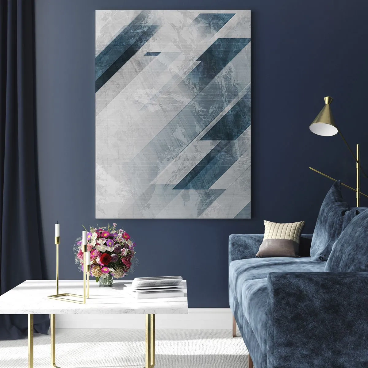 Obraz na skle - Prostorová kompozice – pohyb šedé - 50x70 cm