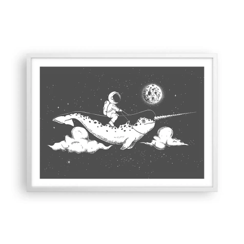 Plakát v bílém rámu - Vesmírný jezdec - 70x50 cm