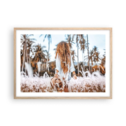 Plakát v rámu světlý dub - Zrozená z travní chmýří - 70x50 cm